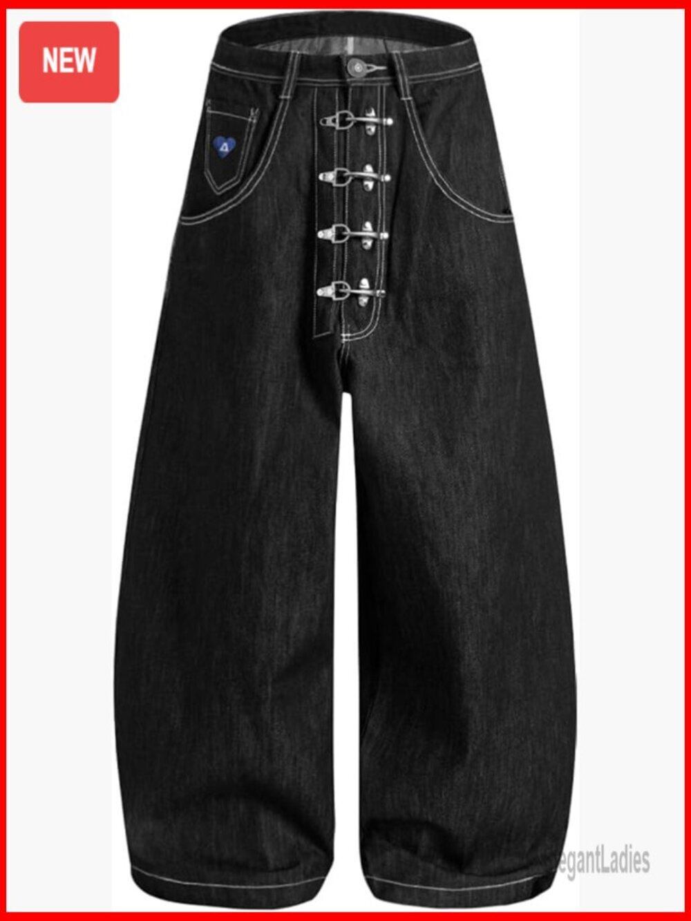 High Rise Wide Leg Raw Denim Jeans Metal Button Barrel Fit Unisex Streetwear